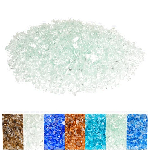 Skyflame High Luster 10-Pound Regular Fire Glass for Fire Pit Fireplace Garden Landscaping Crystal Ice 1/4