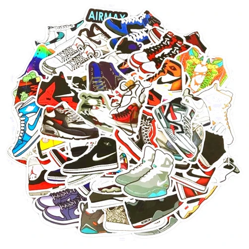 Generic 50 pcs Basketball Shoe Stickers for Skateboards, laptops, Water Bottles, hydroflask, Bikes, Luggage.