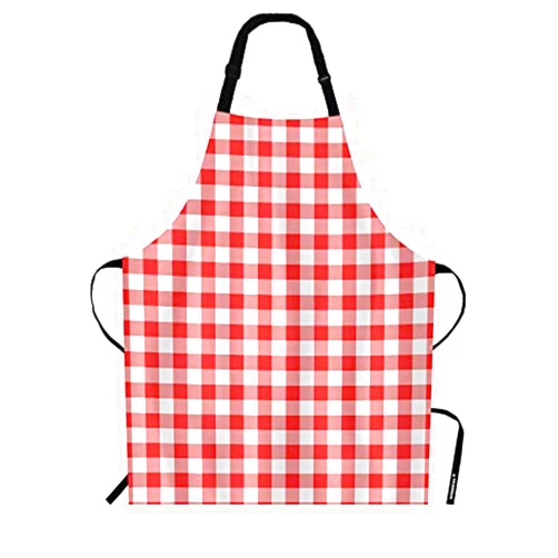 WONDERTIFY Red Gingham Checkered Buffalo Plaid Apron, Bib Apron with Adjustable Neck for Men Women,Suitable for Home Kitchen Cooking Waitress Chef Grill Bistro Baking BBQ Drawing Cobbler Apron