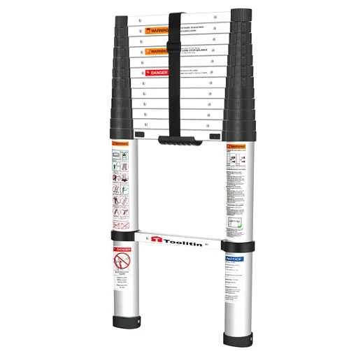 TOOLITIN Telescoping Ladder,12.5FT One Button Retraction Aluminum Telescopic Extension Ladder,Soft Close Design Extendable Ladders Portable for Household Daily or RV Work,330 Pound Capacity