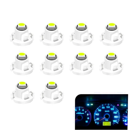 Nowkont 10 PCS Car LED Instrument Bulb, 12V T4.2 3030 Chip 360 Degrees without Dead Angle High Bright Light Bulbs, Long Life Plug and Play A/C Indicator Replacement, Universal for Cars (Blue)