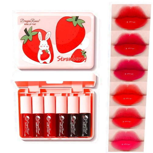 Miniling 6 Colors Lip Tint Stain Set, Korean Velvet Watery Lip Stain Moisturizing Mini Liquid Lipstick, Multi-use Lip and Cheek Tint, Long lasting Non-Stick Cup Waterproof, Lip Color Makeup