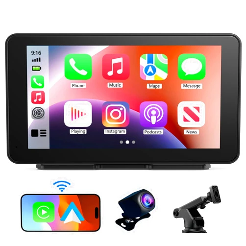 Casoda Latest Portable Carplay Screen for Car, 7 inch HD Touch Screen Double Din Car Stereo Compatible with Wireless Apple CarPlay/Airplay/Android Auto/Navigation/Siri/Bluetooth Fits All Vehicles