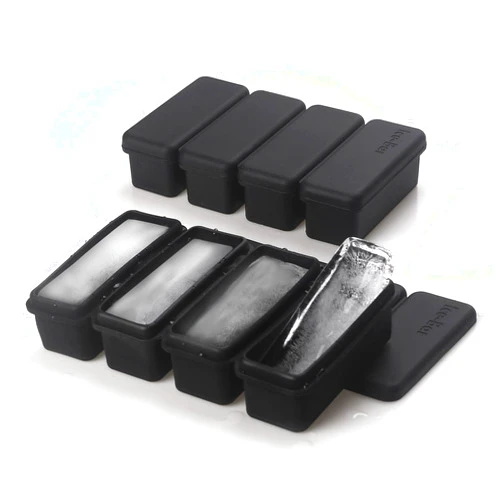 BECOKIT Silicone Ice Cube Molds Widely Use 2 Packs, Ice Cube Tray for Whiskey, Freezer Molds for Soups and Sauces (Black 2 Tray)