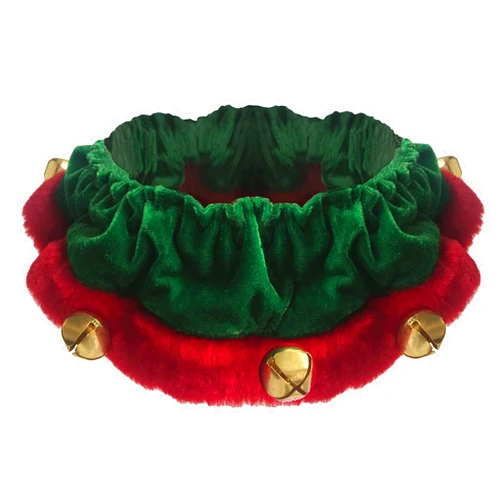Huxley & Kent Ruff Pet Scrunchy | Elf (Small) | Festive Christmas/Holiday Neckwear for Dogs/Cats | Fun Stretchable Costume Accessory | Soft Collar with Bells