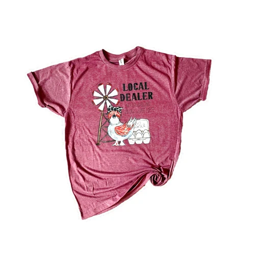 Handmade Local Dealer No Low Balling I Know What I Got Funny Chicken Egg Graphic T-Shirt (Adult Small, White V-Neck)