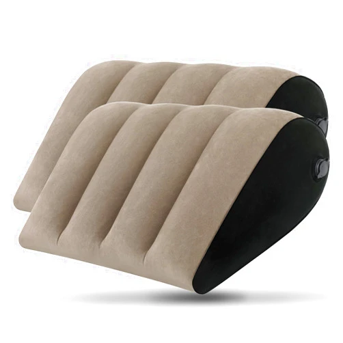 JCDOBEST Portable Inflatable Wedge Pillow 2 Pack, Body Positioner for Sleep Support, Adjustable Travel Pillow - Lightweight Bed/Leg Support Pillow, Fast Inflation, Large 20 inch(2 Pack Grey)