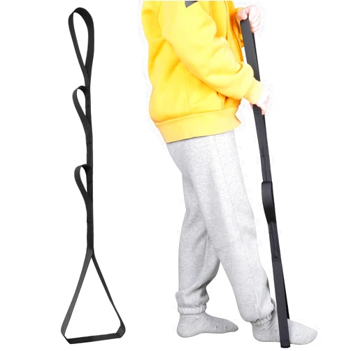 Homymusy 41 Inch Long Leg Lifter Strap,Durable Rigid Handgrips,Large Foot Loop Great for Hip and Knee Surgery Recovery Aids (with EVA Handles)