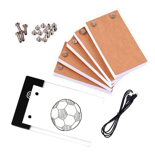 Pretfy Flip Book Kit with Light Pad LED, Light Box Tablet 300 Sheets Drawing Paper Flipbook with Binding Screws for Drawing Tracing Animation Sketching Cartoon Creation