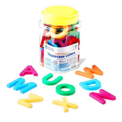 Learning Resources Jumbo Magnetic Uppercase Letters, ABCs, Early Letter Recognition, 40-Pieces, Large Magnetic Letters, Assorted Colors, Ages 3+