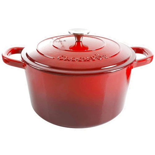 Crock-Pot Crock Pot Artisan 5 Quart Enameled Cast Iron Round Dutch Oven, Red