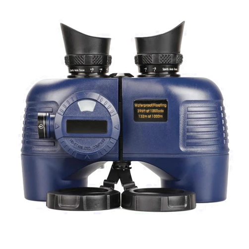 BNISE 10x50 Marine Binoculars with Compass for Adults - Waterproof BAK4 Prism FMC Lens Binoculars with Rangefinder Compass and Shoulder Harness Strap for Navigation Hunting Bird Watching