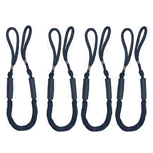 Jranter Bungee Dock Line Mooring Rope for Boat 4ft Black 4 Pack