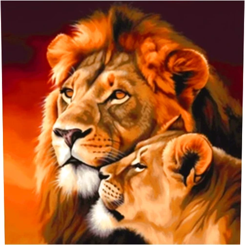 Bimkole 5D Diamond Painting Kits Lion Couple, Full Drill Beast DIY Rhinestone Embroidery Set Paint with Diamonds Art by Number Kits Cross Stitch Home Wall Craft Decoration (12x12inch)