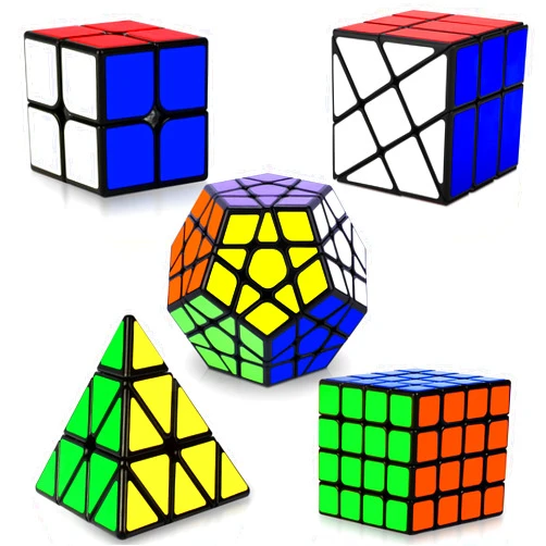 Coolzon Speed Cube Set, Puzzle Cube, Magic Cube 2x2 4x4 Pyraminx Pyramid Megaminx Fenghuolun Puzzle Cube Toy Gift for Children Adults, Pack of 5
