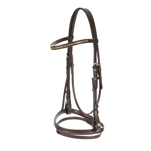HORZE Weston Padded Leather Snaffle Bridle with Flash Noseband and Web Reins | English Bridle for Horses