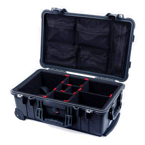 Pelican Black 1510 case with TrekPak dividers & mesh lid Organizer.
