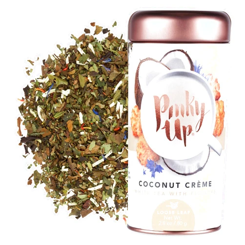 Pinky Up Coconut Crème Loose Leaf Tea | White Tea, 15-30 mg Caffeine Per Serving, Naturally Calorie & Gluten Free | 2.8 Ounce Tin, 25 Servings