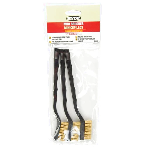 Hyde 12-Pack of 3 pk Hyde 46630 Hyde Brass Bristle Mini Brushes, 3-Pack
