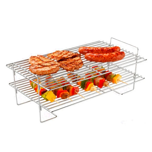DcYourHome Universal Double Layer Stainless Steel Smoke Shelf, Griddle Warming Rack for Traeger and Other Wood Pellet Grills, Foldable Multipurpose Jerky Rack for Gas Grills Accessories