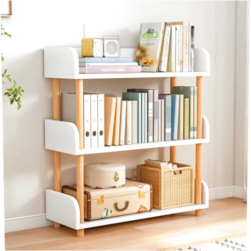 OSCHF 3-Tier Wooden Open Bookcase - Modern Display Bookshelf with Top Edge and Solid Wood Frame for Home and Office, Storage Cabinet, Warm White