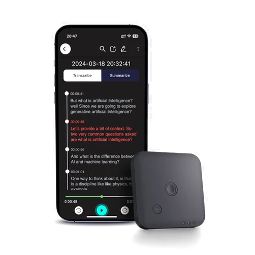 FOCASE REC ChatGPT-Powered Digital Voice Recorder, AI Transcription & Summary Audio Recorder, Support 100 Languages, 64GB Memory, Call Recorder, App Control, Secure with Password, Magnetic Design (Black)