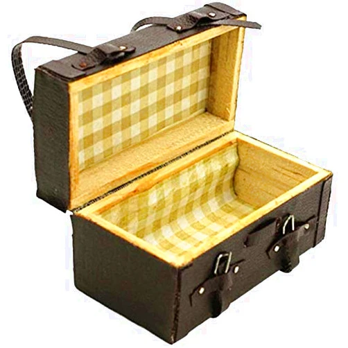EatingBiting Dollhouse Miniature Doll Furniture Accessories 1:12 Dollhouse Miniature Vintage Brown Lugguage Box Trunk case bag, Can open and close, Retro Elegant Vivid