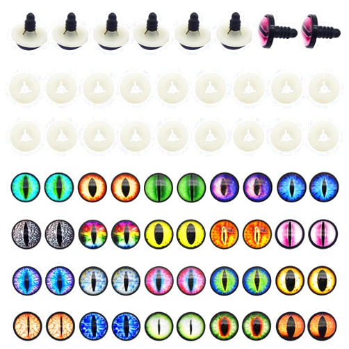 JJGQAZ 20Pairs 16MM Glass Safety Craft Eyes Owl Snake Lizard Eyes with Washers for Amigurumis Plush Animals Crochet Dragon Cat Dolls Making