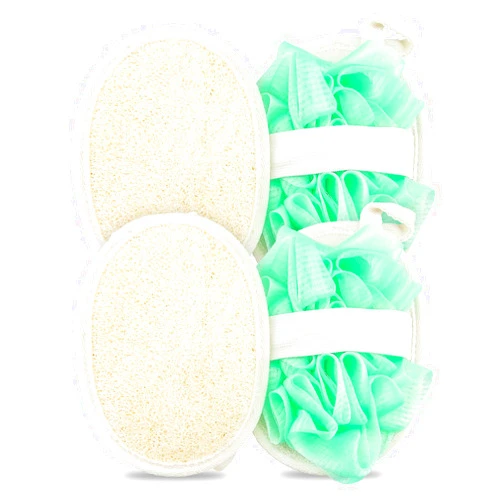 NORXUAZE Travel Natural Body Loofah Sponge,Mini Loofah Travel Size, Loofah Double Sided,Eco Organic Loofah Sponge exfoliating with Hand,Body Scrub Sponge Loofah Soft Sensitive Skin 4Pcs