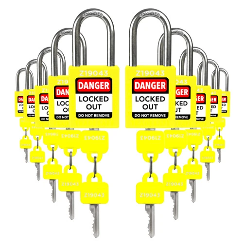 TRADESAFE Lockout Tagout Locks Set - 10 Yellow Keyed Alike Padlocks, 2 Keys Per Lock, OSHA Compliant Loto Locks