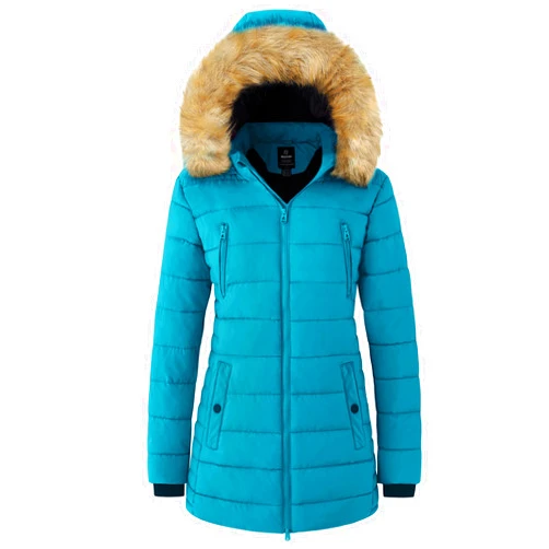 wantdo Women's Warm Winter Coat Heavy Puffer Jacket Parka with Fur Trimmed Hood