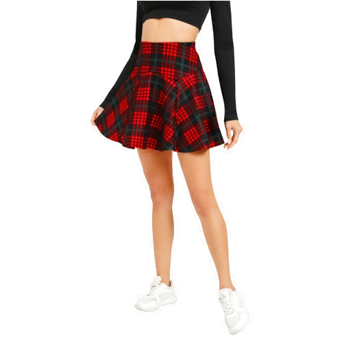 Urban CoCo Women's Vintage Elastic Waist Plaid Flared Mini Skater Skirt
