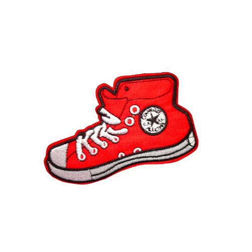 Children Patches RED SNEAKER SHOE Iron On Patch Applique High Top Footwear Motif Children Decal 4.5 x 2.6 inches (11.3 6.5 cm)