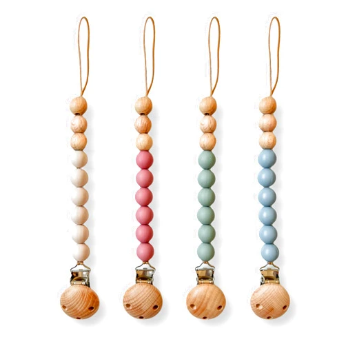 Hippypotamus Pacifier Clips - Silicone Holder for Baby’s Binky & Teething Toys - Set of 4 (Sand/Rose/Sage/Stone)
