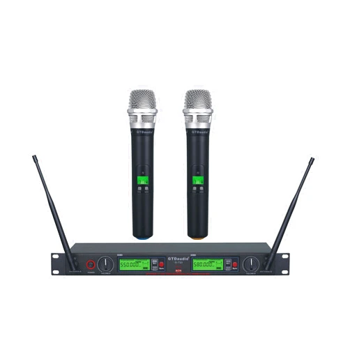 GTDaudio GTD Audio 2x800 Adjustable Frequency UHF True Diversity Wireless Handheld Microphone Mic System Ideal for Church, Karaoke, Dj Party, Range 400 ft