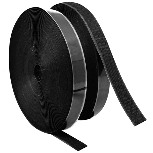 ECOHomes (72 FT x 1 Inch) Stick On for Fabric, No Sew Sticky Back Strips with Adhesive for Fabric, Clothes, Curtains - Heavy Duty Double Sided Hook and Loop Pants Hem Tape Fasteners, No Sewing No Iron Black