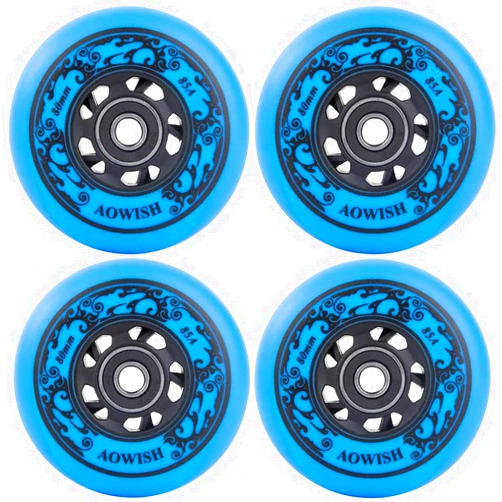 AOWISH 4-Pack Inline Skate Wheels Outdoor Asphalt Formula 85A Hockey Roller Blades Replacement Wheel with Bearings ABEC-9 and Floating Spacers
