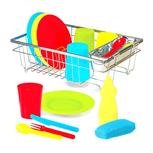 Melissa & Doug Let's Play House Wash and Dry Dish Set (24 pcs)
