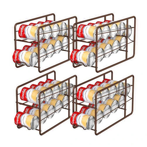 MOOACE 4 Pack Can Dispenser Rack, Stackable Can Storage Organizer Holder for Canned Food Kitchen Cabinet Pantry Countertop, Bronze