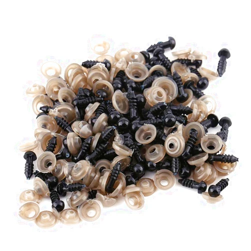Yosoo Safety Eyes Black Brown Plastic Toy Eyes with Washers for Puppets Dolls Plush Animal 100Pcs(9mm)