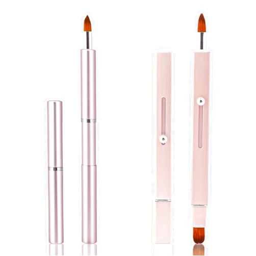 Mozeat Lens 2 Pack Retractable Lip Brush, Double-Ended Lip Brush for Lipstick Lip Gloss Lip Liner Makeup Brushes Portable Travel Lipstick Brush Lip Balm Applicator with Cap
