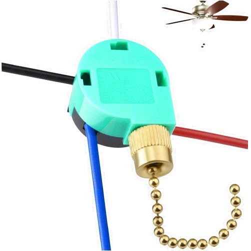 BFXM Ceiling Fan Switch, ZE-268S6, Ceiling Fan Switch 3 Speed 4 Wire, Ceiling Fan Switch Replacement for Ceiling Fans, Hampton Bay Fans, Hunter Fans, and Standing Fans (Gold with Wires)