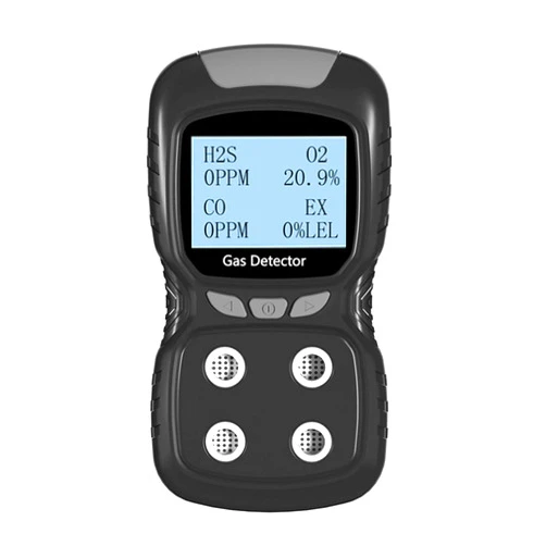 HAOKESITE 4 Gas Monitor Detects CO, O2, H2S and EX, LCD Display Rechargeable, Visual, Vibrating, Audible 4 Gas Sniffer