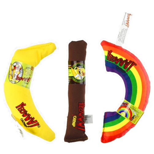YEOWWW! 2-Pack YEOWWW! Organic Catnip 3-Toy Variety Pack with Cigar, Banana, and Rainbow