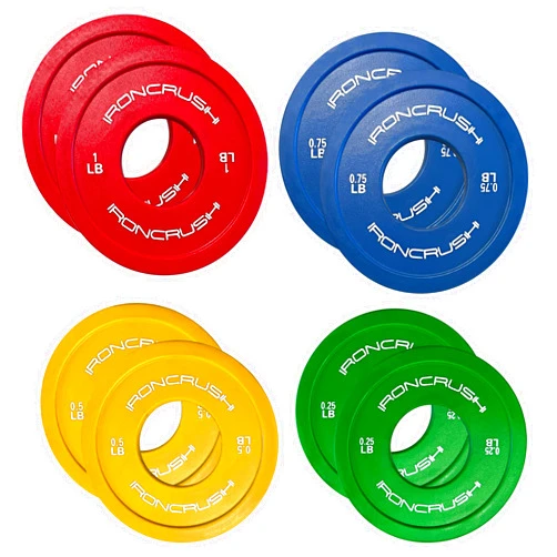 Iron Crush Fractional Weight Plates - Olympic Plates with Improved Center Holes - Durable, Shockproof Virgin Rubber - Gym Equipment for Strength & Endurance Training