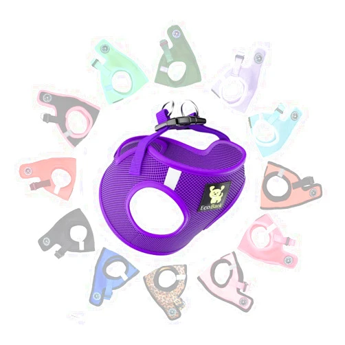 EcoBark Step in Dog Harness - Eco-Friendly Teacup Dog Harnesses for XXS, XS, and Small Dogs - Reflective and Adjustable Mini Body Halter Vest -Tiny Soft Mesh Toy Breed Harness (XXXS,Purple)