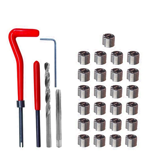 BDZMC 30PCS M6 x 1.0mm Thread Repair Insert Kit, Metric Helicoil Kit Compatible Hand Tool Set, M6 Thread Repair Kit Stainless Steel Helicoil Inserts Set for Auto Repairing