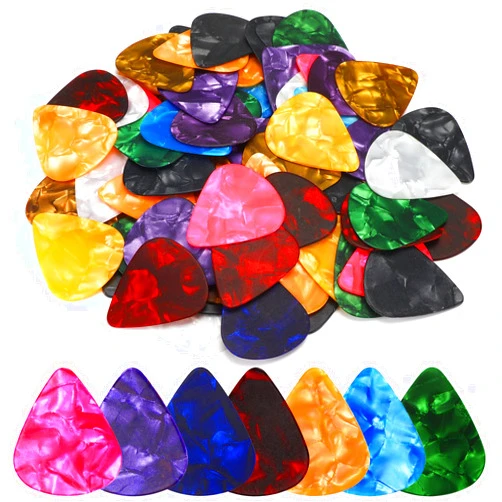 Augshy 120 Pcs Guitar Picks variety Pack 3 Thickness of Thin, Medium and Thick Color Celluloid for Acoustic Guitar, Bass Guitar, Eelectric Guitar (Random Color)