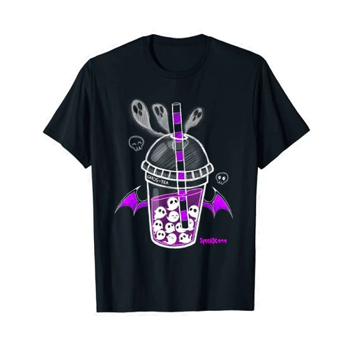 Spookscene Ghos-Tea Spooky Boba Emo Goth Alt Purple T-Shirt