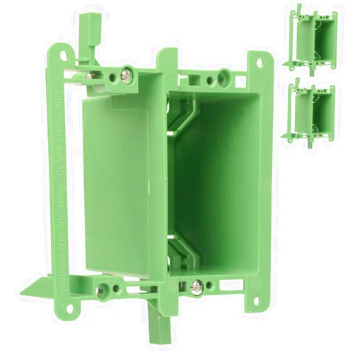 YOEMELY Electrical Outlet Box, 2 Gang Outlet Box Combine with Low Voltage Mounting Bracket for Multi-Media Wall Plate Installation (Green, 3 Pack)
